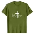 thumbnail image 1 of Men's Cross Print Graphics Short Sleeve T Shirt Crewneck Tee Shirts Pullover Size 2XL Army Green, 1 of 5
