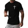 thumbnail image 1 of Men's Cross Print Short Sleeve T Shirt Crewneck Tee Shirts Unisex Graphic Printed Religious Christian T-Shirt Gifts Tops Black, 1 of 7