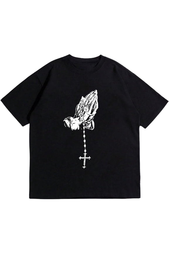 Men's Cross Print Short Sleeve T Shirt Crewneck Tee Shirts,men graphic t shirts,black t shirts for men