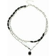 thumbnail image 1 of Men's Cross Titanium Quality Steel Chain, Black Gallstone Pendant, Double-Layer Clavicle Short Hip-Hop Necklace|50cm[t412], 1 of 2