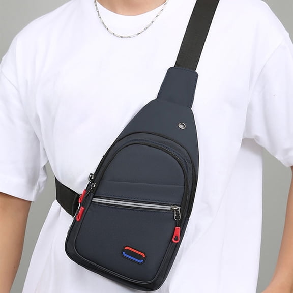 Men’s Crossbody Bag Chest Sling Backpack | Waterproof Nylon Shoulder Messenger | Lightweight Sport Outdoor | Multi-Compartment Storage | Headphone Port | 30x17x5cm