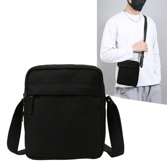 Men's Crossbody Bag, Men's Shoulder Bag, Korean Style Casual Business Lightweight Hanging Sling Bag, Small Vertical Storage Backpack Black Cloth