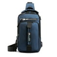 thumbnail image 1 of Men's Crossbody Bag Shoulder Sling Bag Anti-theft Lock Chest Bag With USB Port-Blue, 1 of 16