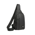 thumbnail image 1 of Men's Crossbody Bag, Waterproof Chest Shoulder Messenger Bag, Lightweight Sport Outdoor Travel Daypack with Headphone Port(Black-L), 1 of 6