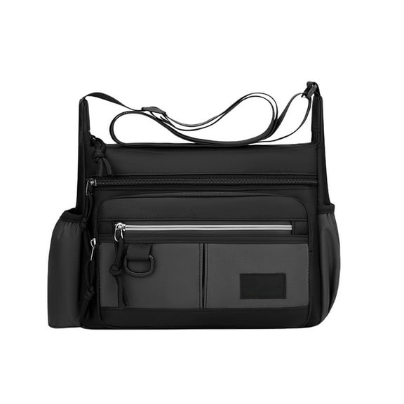 Men's Crossbody Bag with Water Bottle Pocket, Large Capacity Commuter Pack, Polyester Work Travel Shoulder Bag, Multi-Pocket Essentials Organizer
