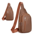 thumbnail image 1 of Men's Crossbody Sling Bag, Leather Chest Bag for Outdoor Travel, Vintage Shoulder Messenger Bag with Multiple Pockets, RFID Blocking Daypack for Hiking Cycling Daily Use, 1 of 3
