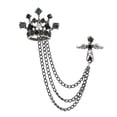 thumbnail image 1 of Men's Crown Brooch with Chains Jewelry Lapel Pin Wedding Brooch Pin Fashion for Career Suit Tuxedo Dress Tie , Black, 1 of 8