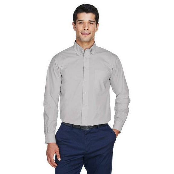 Men's Crown Woven Collection® Solid Broadcloth - SILVER - M