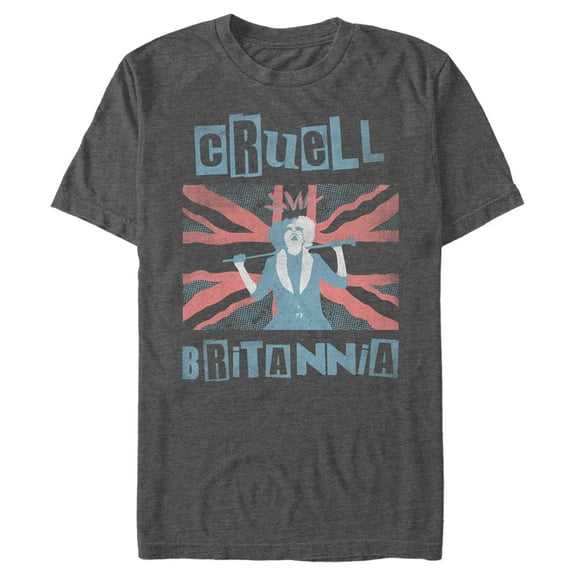 Men's Cruella Cruell Britannia  Graphic Tee Charcoal Heather 2X Big Tall