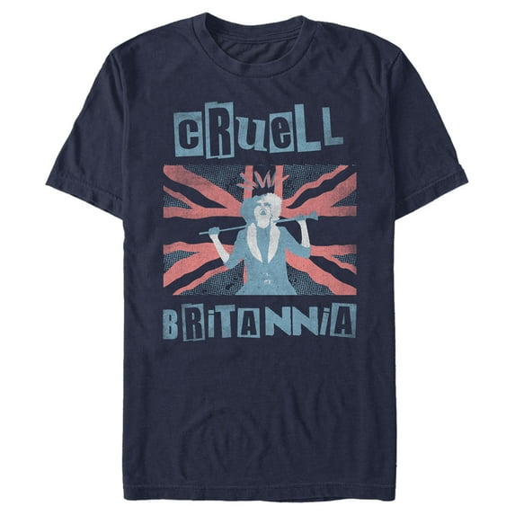 Men's Cruella Cruell Britannia Graphic Tee Navy Blue Small
