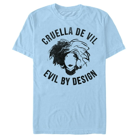 Men's Cruella Evil By Design Sketch Graphic Tee Light Blue Small