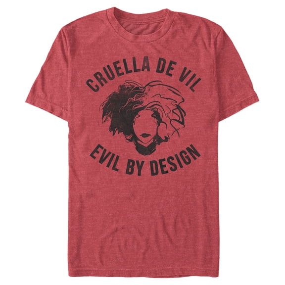 Men's Cruella Evil By Design Sketch Graphic Tee Red Heather Large