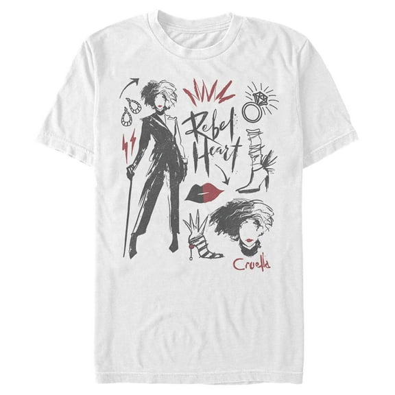 Men's Cruella Fashion Drawings  Graphic Tee White Large