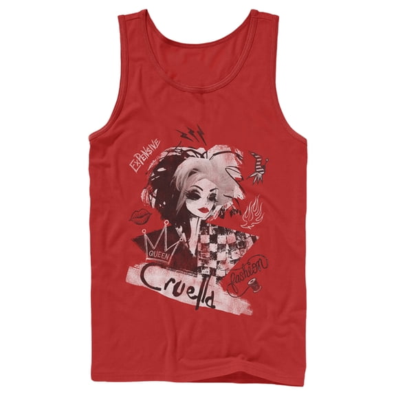 Men's Cruella Fashion Sketch  Tank Top Red Large
