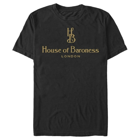 Men's Cruella House of Baroness London Logo Gold Graphic Tee Black 2X Large