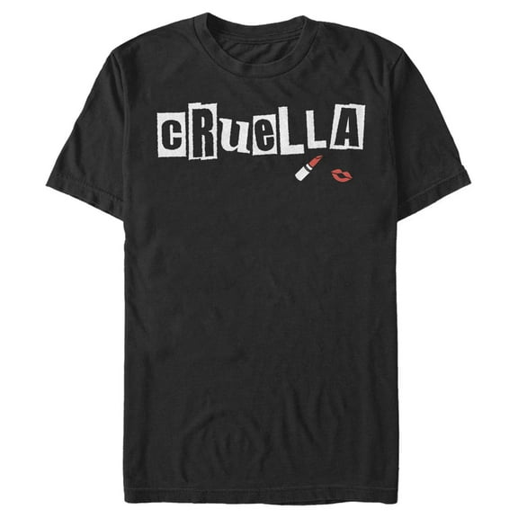Men's Cruella Lipstick Logo  Graphic Tee Black Large