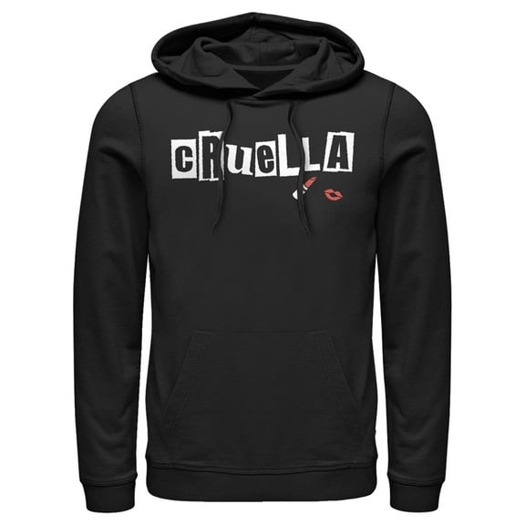 Men's Cruella Lipstick Logo  Pull Over Hoodie Black Large