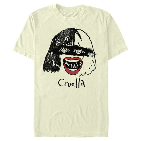 Men's Cruella Look Fabulous Drawing  Graphic Tee Beige X Large
