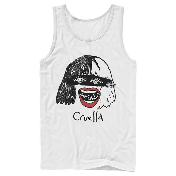 Men's Cruella Look Fabulous Drawing Tank Top White Large