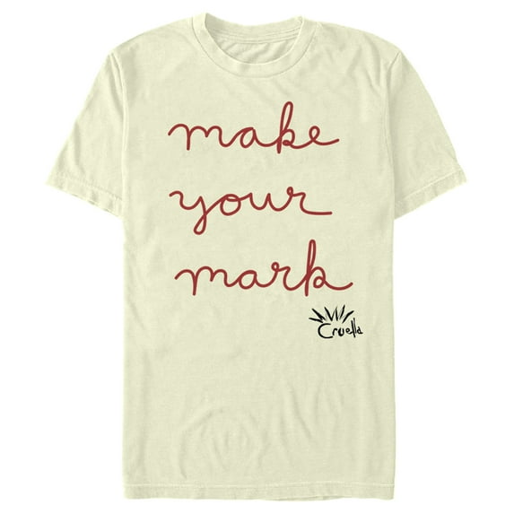 Men's Cruella Make Your Mark Cursive Writing Graphic Tee Beige Large