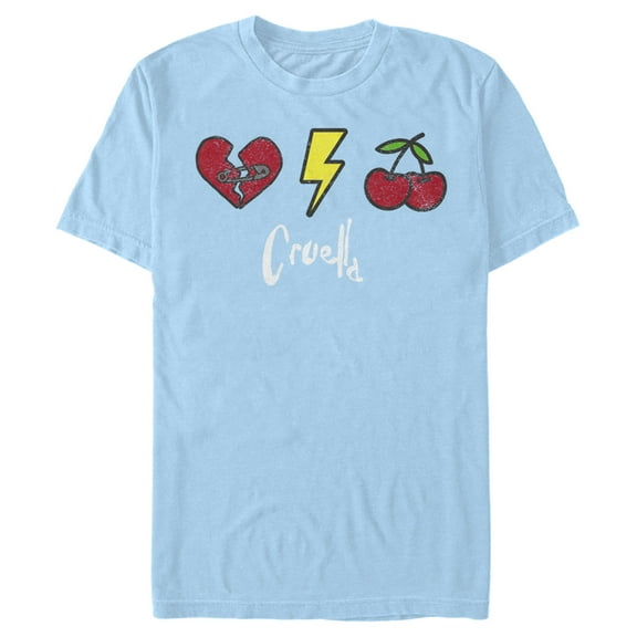 Men's Cruella Patches Logo Graphic Tee Light Blue Medium