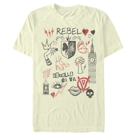 Men's Cruella Rebel Icons  Graphic Tee Beige Large