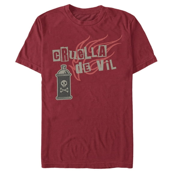 Men's Cruella Spray Flames Logo  Graphic Tee Cardinal Medium