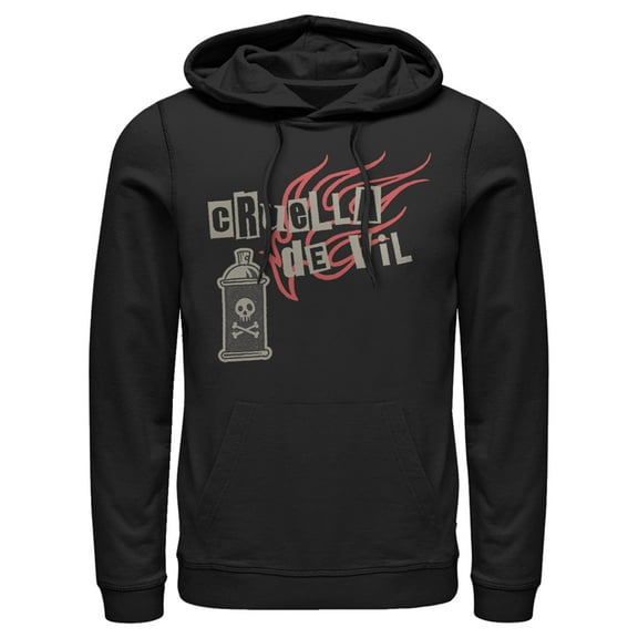 Men's Cruella Spray Flames Logo  Pull Over Hoodie Black Medium