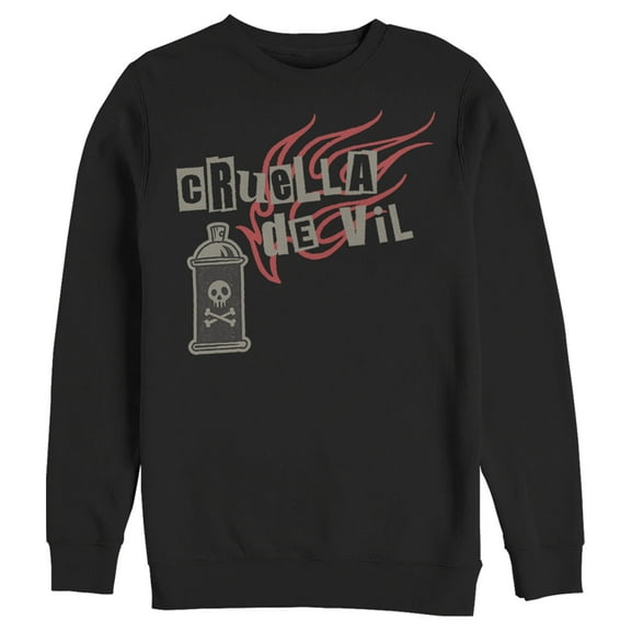 Men's Cruella Spray Flames Logo  Sweatshirt Black Large