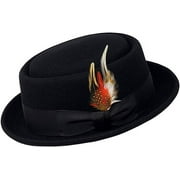 Mens Crush-able Wool Felt Porkpie Pork Pie Fedora Hats with Feather