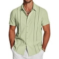 thumbnail image 1 of Men's Cuba Guayabera Exquisite Hollow Embroidered Button Front Shirt, Short Sleeve Button Down Shirts for Men, 1 of 7