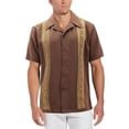 thumbnail image 1 of Men's Cuban Guayabera Beach Wedding Short Sleeve Button-Up Casual Dress Shirt (Brown/Khaki, 2XL), 1 of 3