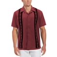 thumbnail image 1 of Men's Cuban Guayabera Beach Wedding Short Sleeve Button-Up Casual Dress Shirt (Burgundy/Black, L), 1 of 3
