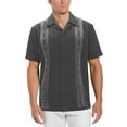 thumbnail image 1 of Men's Cuban Guayabera Beach Wedding Short Sleeve Button-Up Casual Dress Shirt (Dark Gray/Light Gray, 4XL), 1 of 3