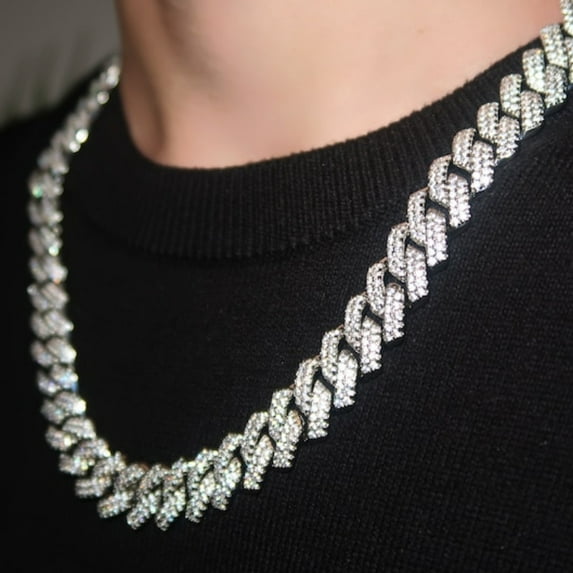 Men's Cuban Link Chain Curb Necklace: 1pc Hip Hop Style Faux Diamond Cuban Link Chain - Ideal Gift Option for Any Occasion - Comes with Gift Box Included