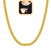 Men s Cuban Link Chain Necklace, 3mm Stainless Steel 18K Gold Plated Chain, 20 30 Inch Adjustable Classic Fashion Jewelry Gift for Adults