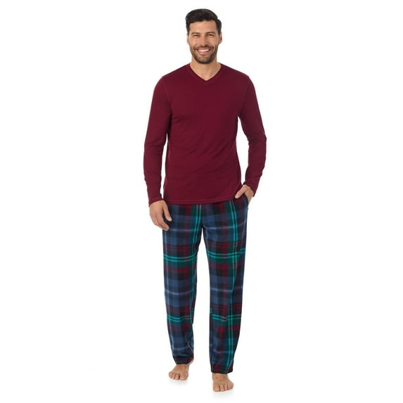 Men's Cuddl Duds® Cabin Fleece Long Sleeve Pajama Top & Pajama Pants Set Color: Multi Plaid Size: XXL
