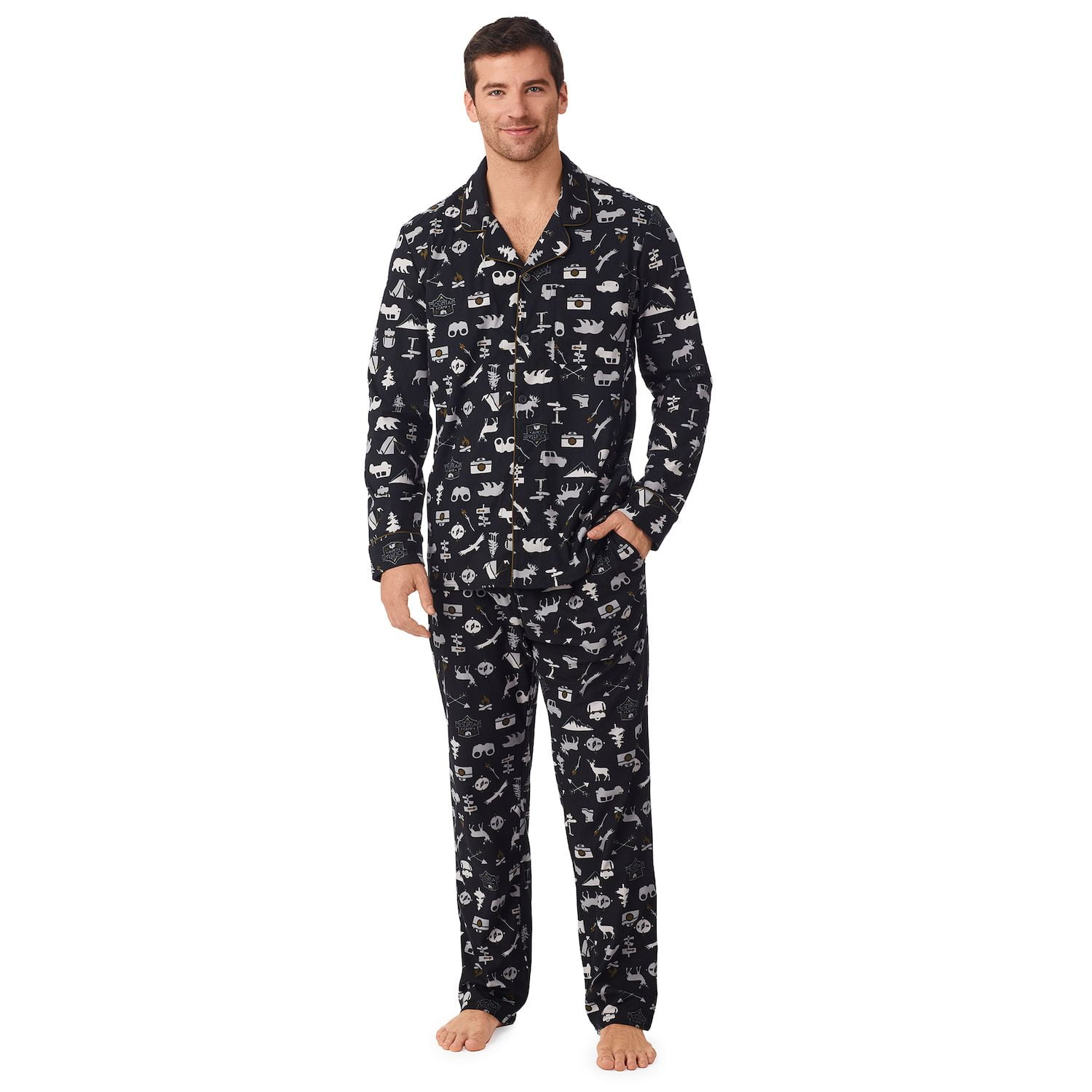 Men s Cuddl Duds Cozy Lodge Pajama Set Camping S Walmart Business Supplies