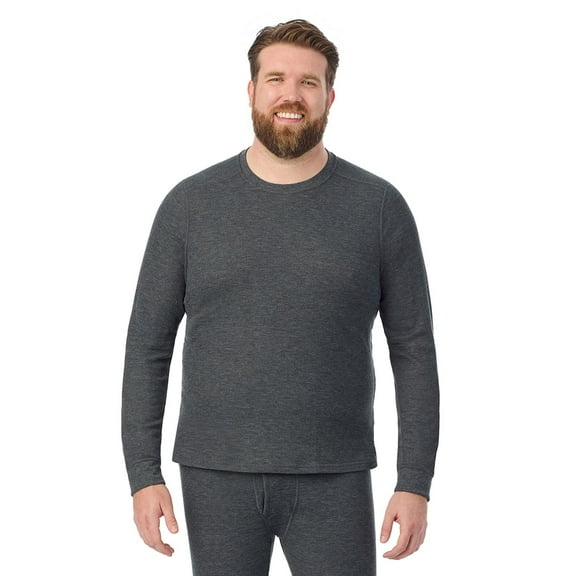 Men's Cuddl Duds® Midweight Waffle Thermal Performance Base Layer Crew Top Color: Charcoal Heather Size: S