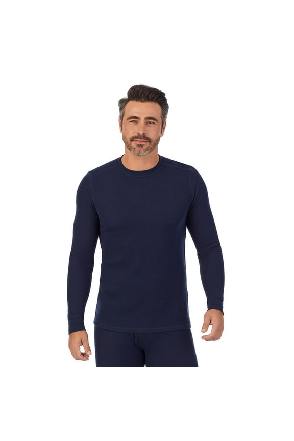 Men's Cuddl Duds® Midweight Waffle Thermal Performance Base Layer Crew Top Color: Navy Heather Size: S