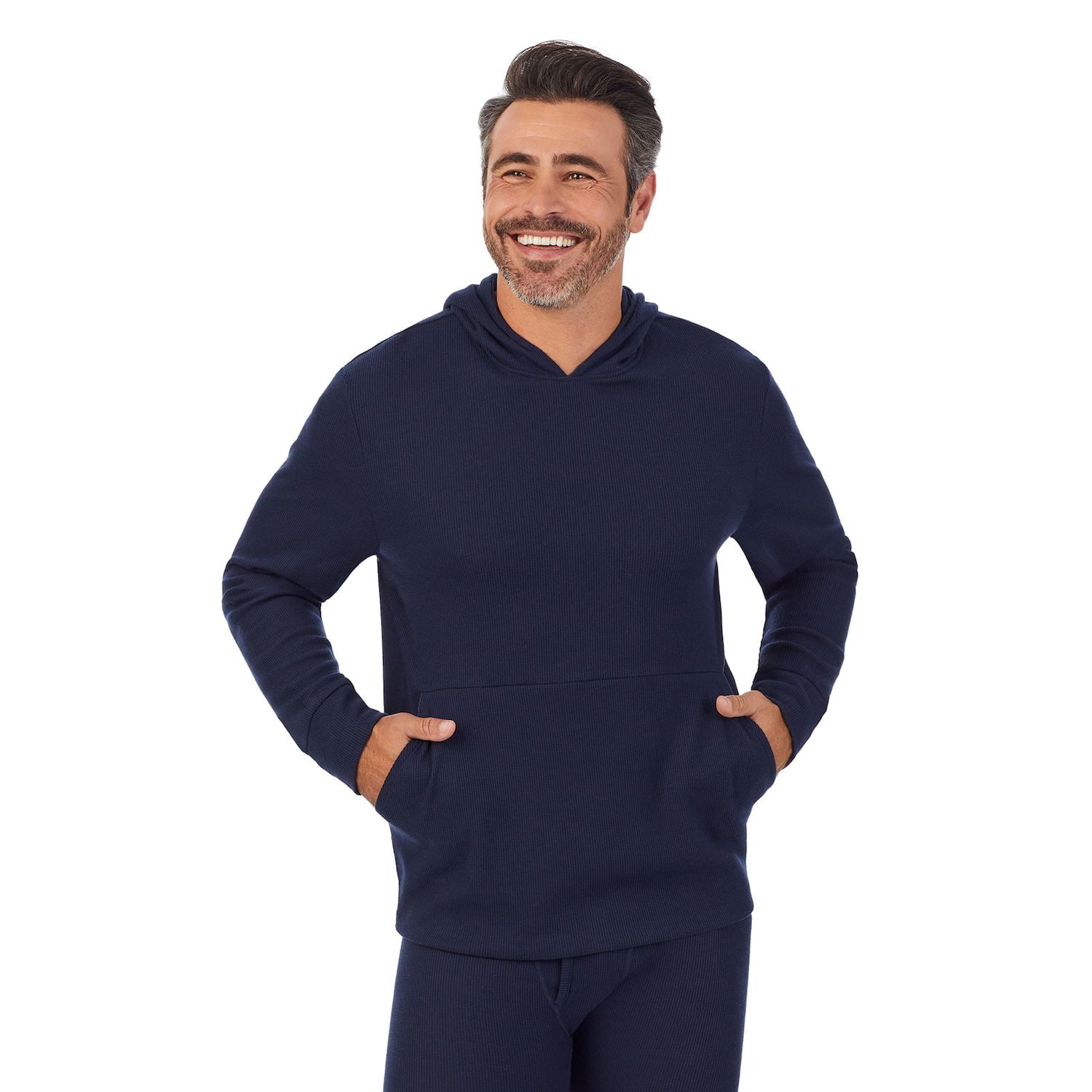 Men s Cuddl Duds Midweight Waffle Thermal Performance Base Layer Hoodie Color Navy Blazer Size L Walmart