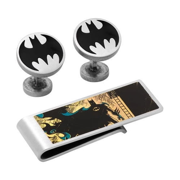 Men's Cufflinks Inc Vintage Silver Batman Cufflink/Money Clip Gift Set