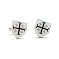 thumbnail image 1 of Men's Cufflinks Kings Cross Crusaders Shield Jerusalem Cross Cufflinks Purple Gold White Enamel Silver Trim Five-Fold Cross Cuff Links, 1 of 6