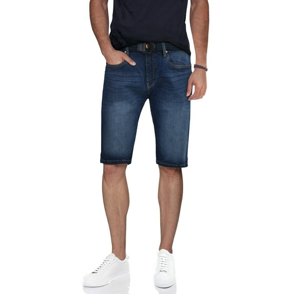 Men's Cultura Belted Denim Shorts Dark Blue 38