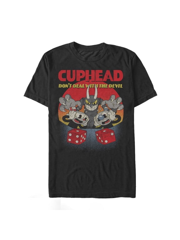 Men's Cuphead Don't Deal Snake Eyes Graphic Tee Black X Large