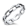 thumbnail image 1 of Men's Curb Link Chain Design Eternity Ring .925 Sterling Silver Band Jewelry Female Male Size 9, 1 of 4