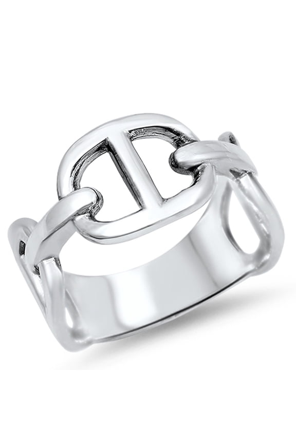 Men's Curb Link Chain Design Ring .925 Sterling Silver Band Jewelry Female Male Unisex Size 7