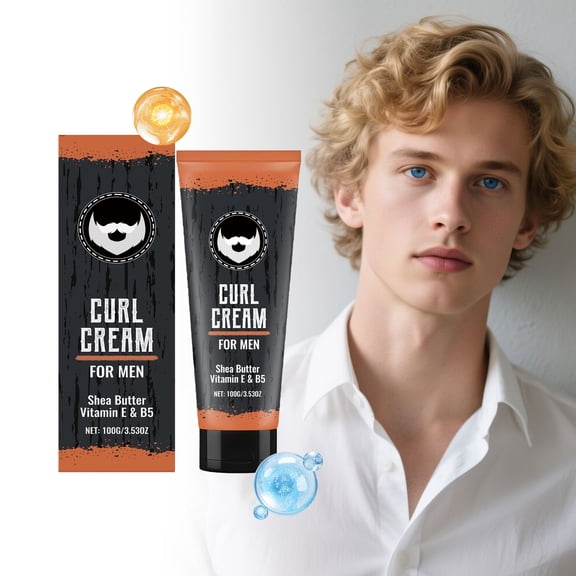 Men's Curl Styling Cream for Defined, Bouncy Curls, Lightweight & Frizz Control, Moisturizing Hair Cream, 1 Pack