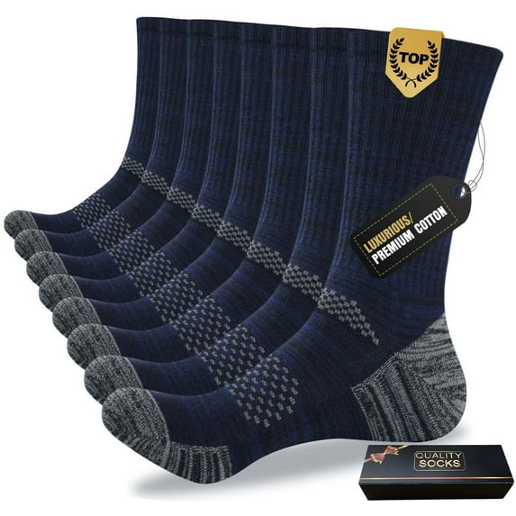 FREE YOKA Men's Cushioned Crew Work Socks,Moisture Wicking Athletic Boot Socks for Hiking Sports Running