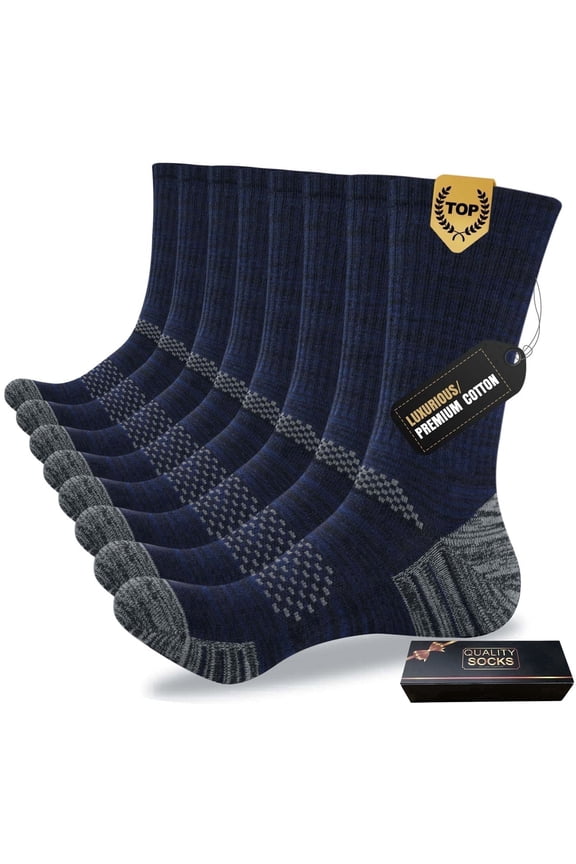 FREEYOKA 4 Pairs Men's Cushioned Crew Work Socks,Moisture Wicking Athletic Boot Socks for Hiking Sports Running